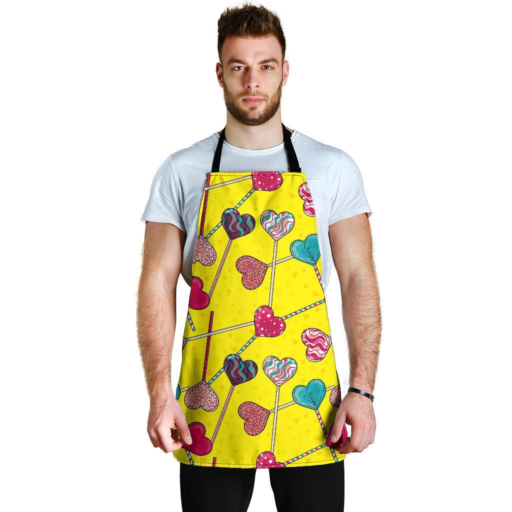 Lollipop Heart Pattern Print Men's Apron-grizzshop