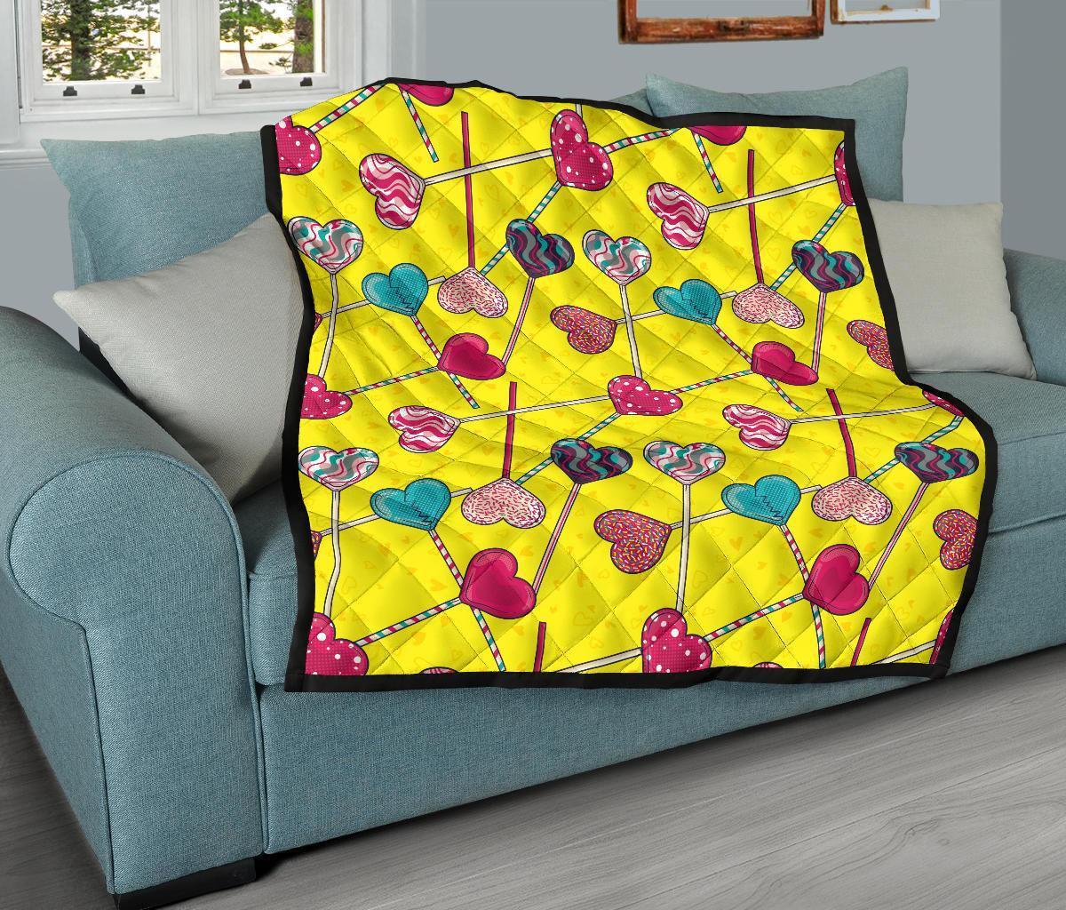 Lollipop Heart Pattern Print Quilt-grizzshop