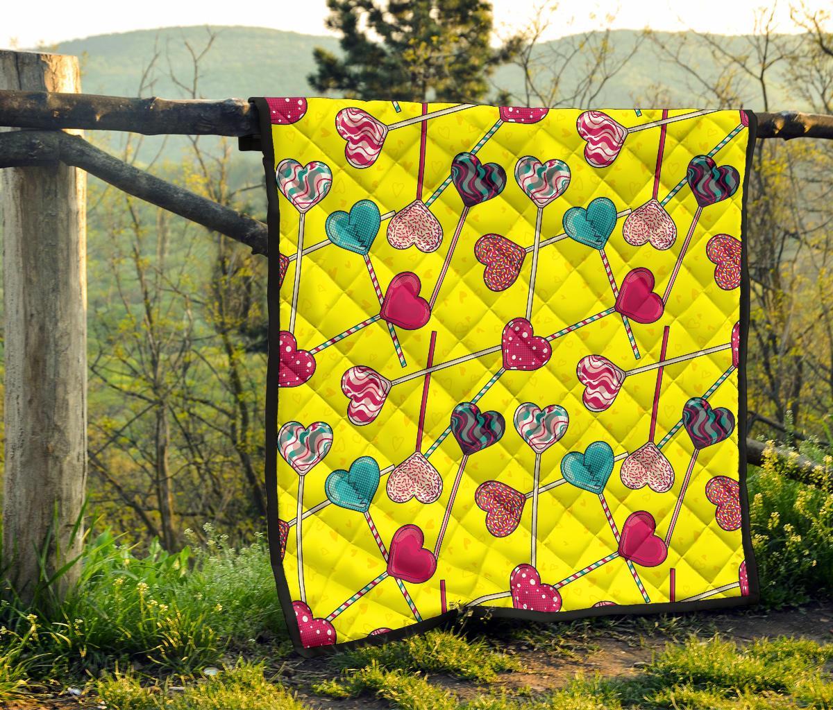 Lollipop Heart Pattern Print Quilt-grizzshop