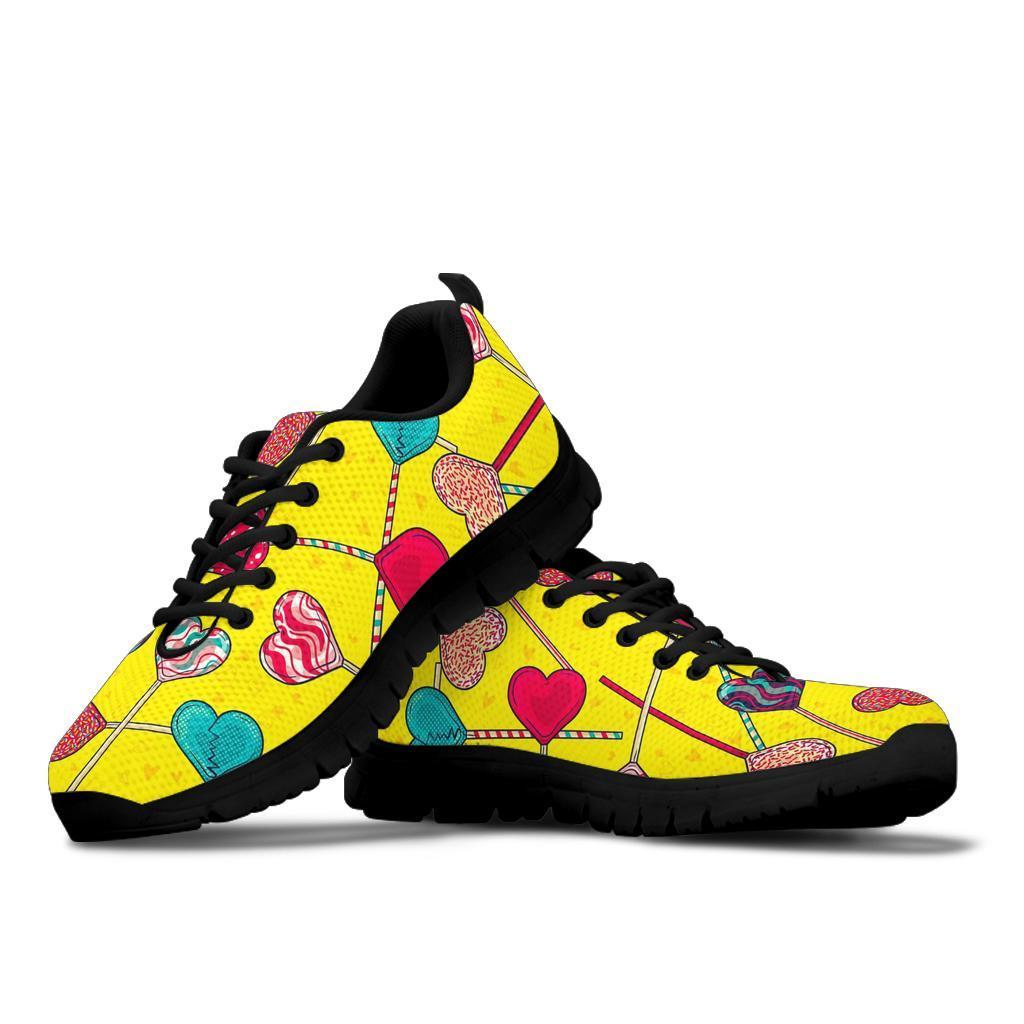 Lollipop Heart Pattern Print Sneaker Shoes For Men Women-grizzshop