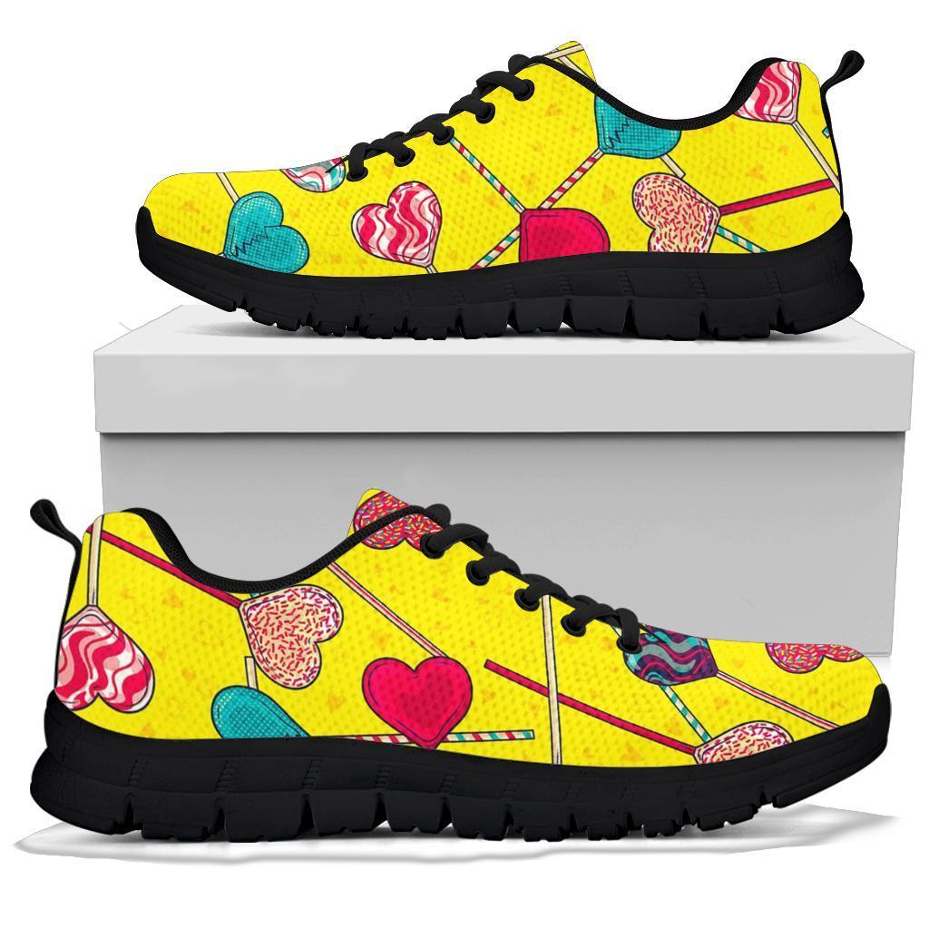 Lollipop Heart Pattern Print Sneaker Shoes For Men Women-grizzshop