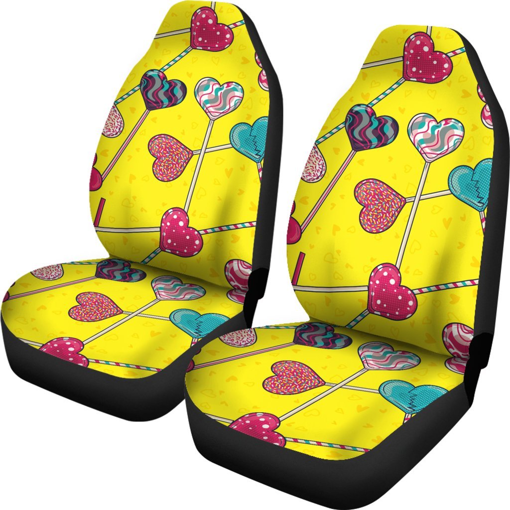 Lollipop Heart Pattern Print Universal Fit Car Seat Covers-grizzshop