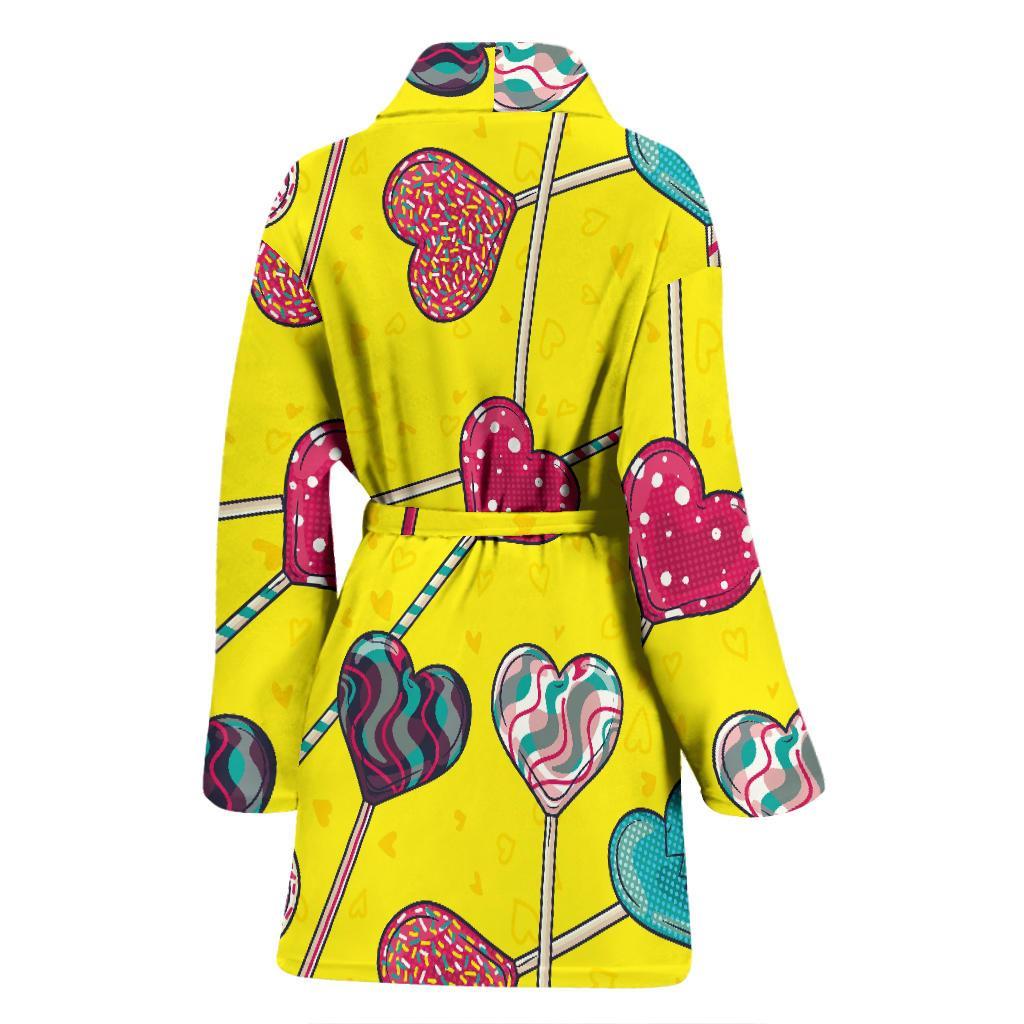 Lollipop Heart Pattern Print Women Long Robe-grizzshop