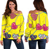 Lollipop Heart Pattern Print Women Off Shoulder Sweatshirt-grizzshop