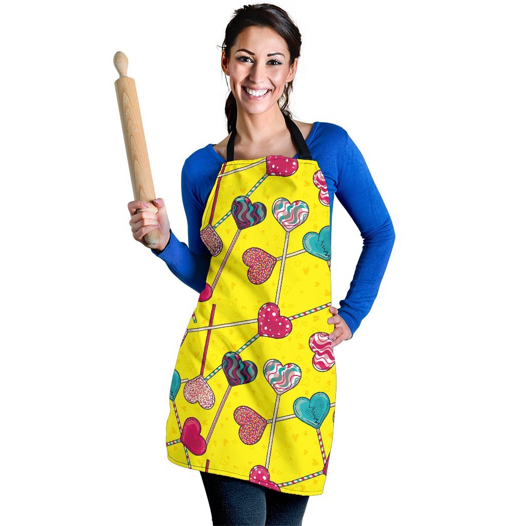 Lollipop Heart Pattern Print Women's Apron-grizzshop