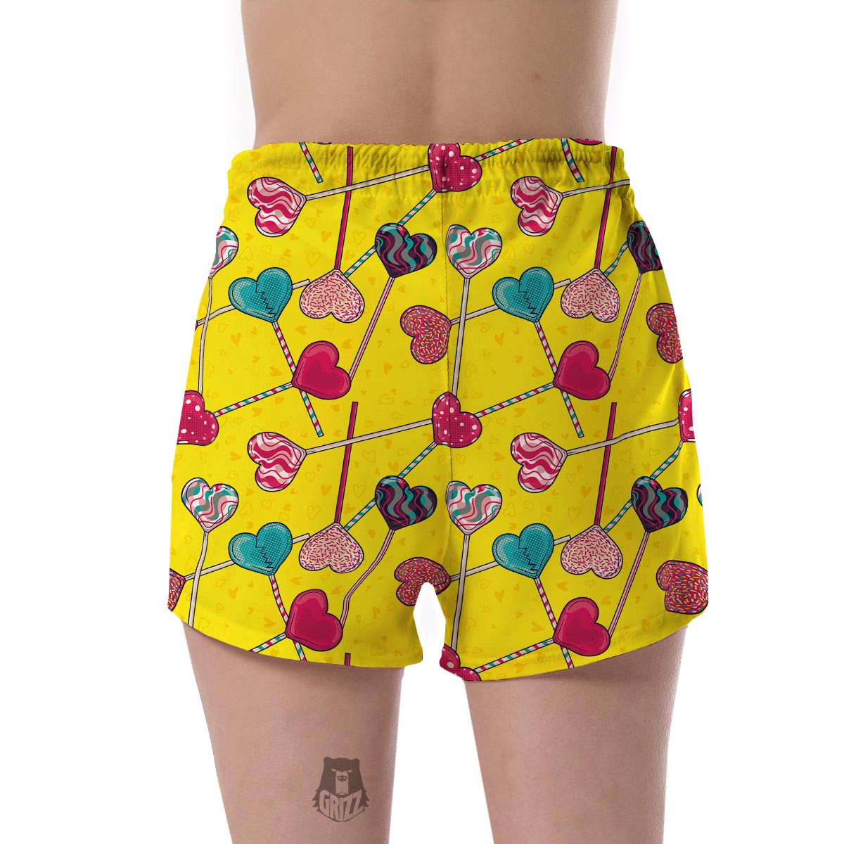 Lollipop Heart Pattern Print Women's Shorts-grizzshop