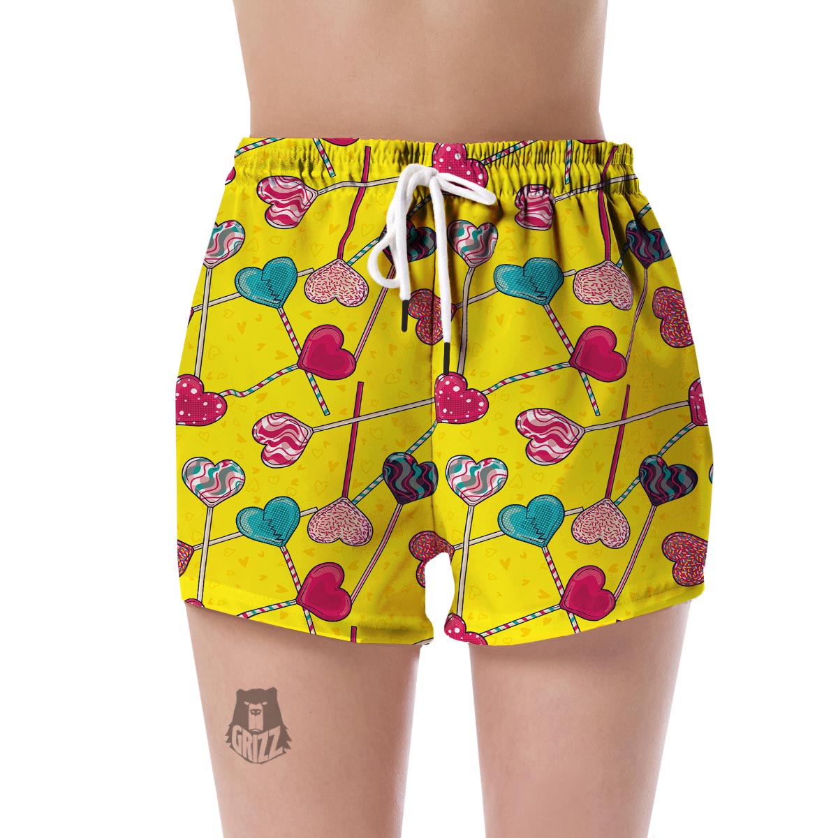 Lollipop Heart Pattern Print Women's Shorts-grizzshop
