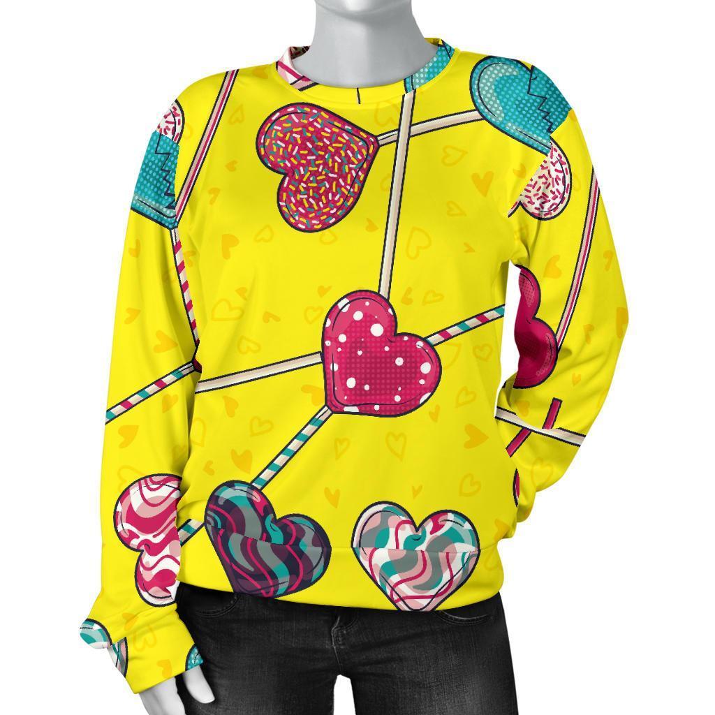 Lollipop Heart Pattern Print Women's Sweatshirt-grizzshop