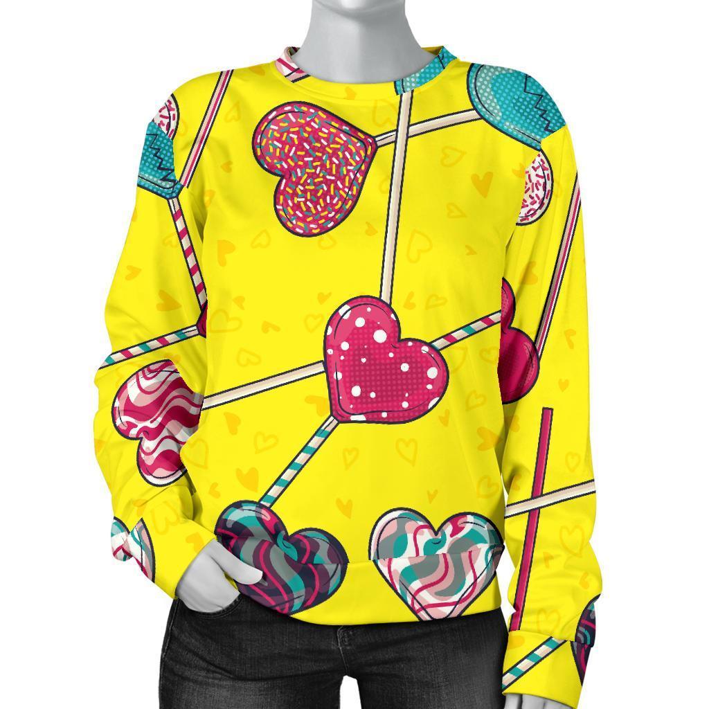 Lollipop Heart Pattern Print Women's Sweatshirt-grizzshop