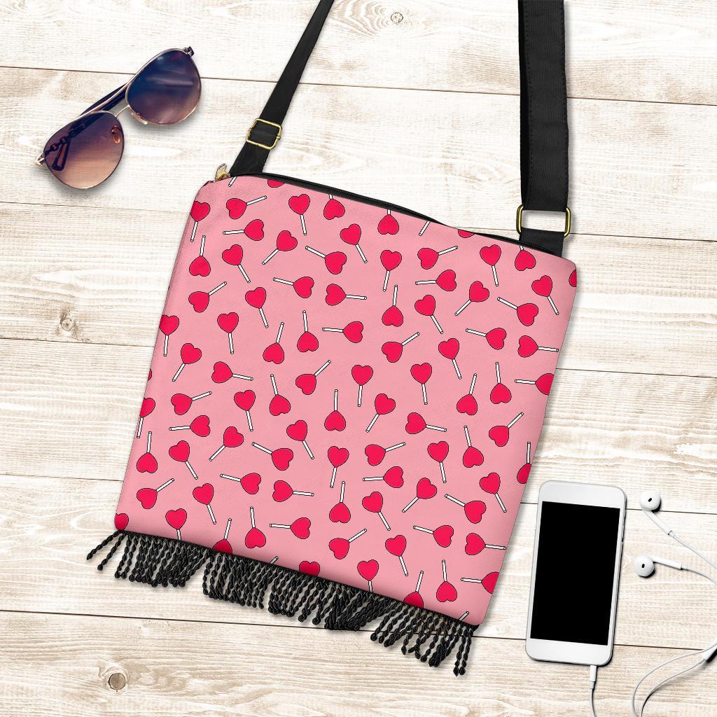 Lollipop Heart Print Pattern Crossbody bags-grizzshop