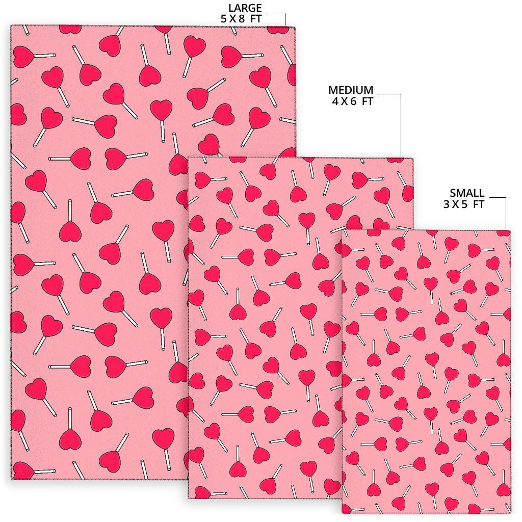 Lollipop Heart Print Pattern Floor Mat-grizzshop