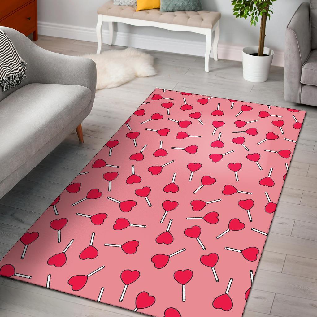 Lollipop Heart Print Pattern Floor Mat-grizzshop