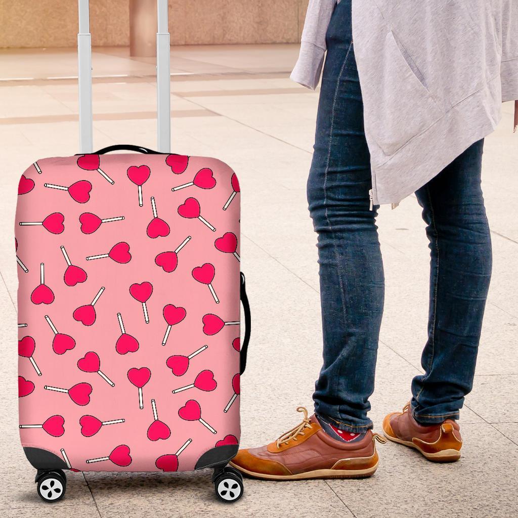 Lollipop Heart Print Pattern Luggage Cover Protector-grizzshop