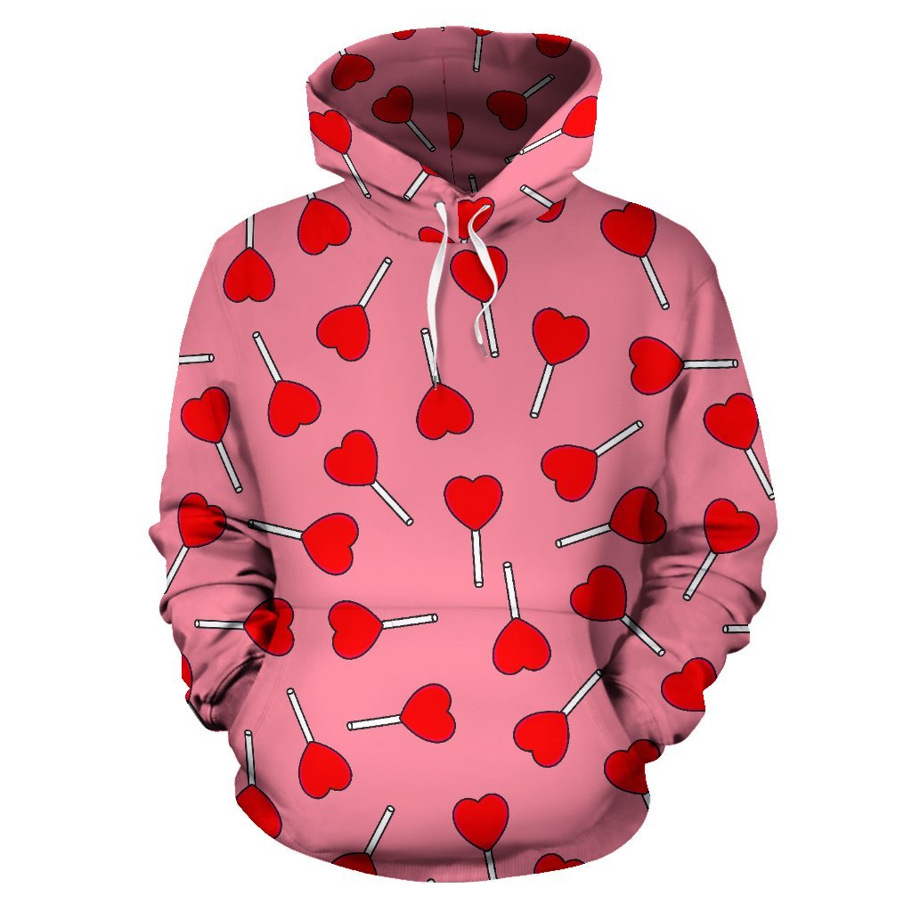 Lollipop Heart Print Pattern Men Women Pullover Hoodie-grizzshop