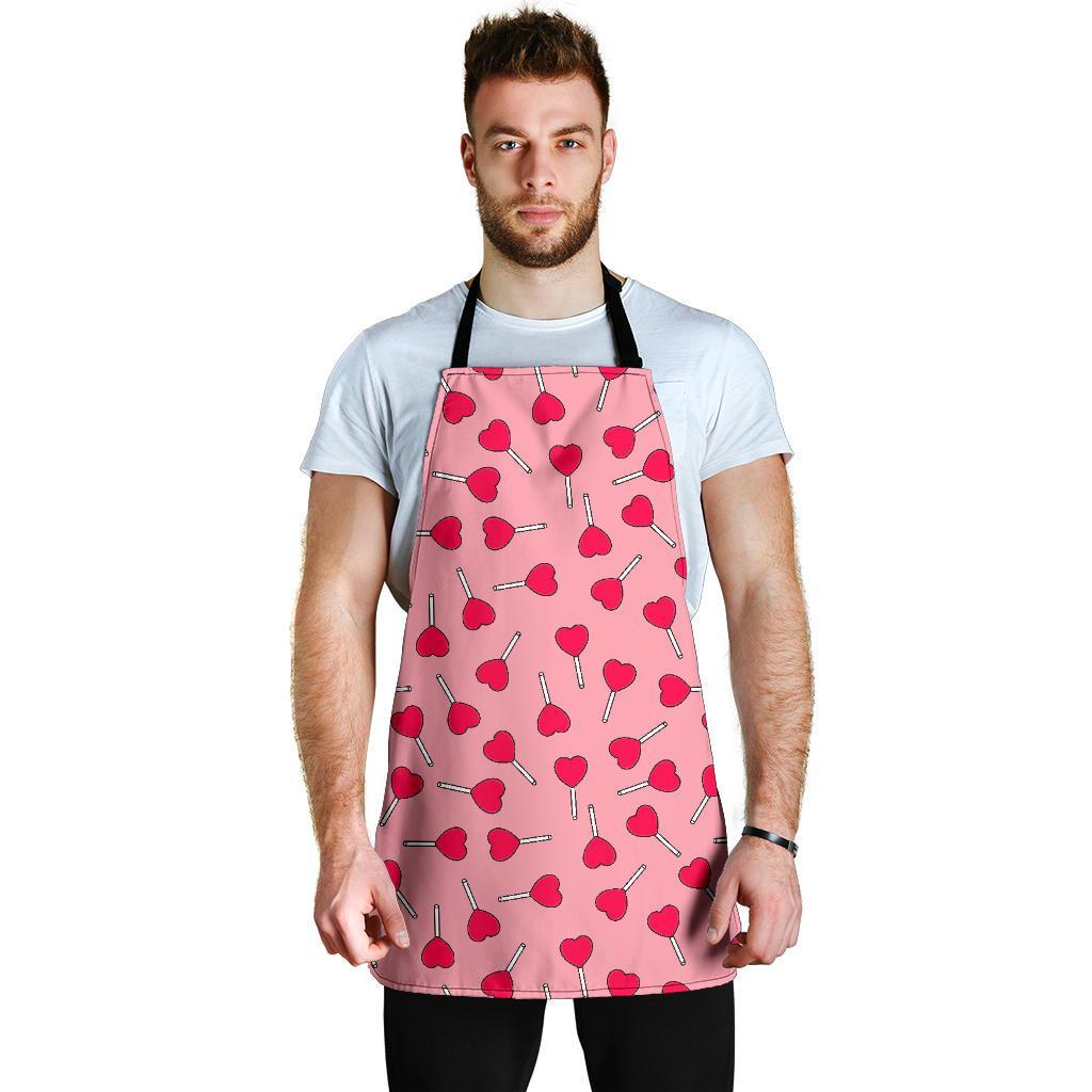 Lollipop Heart Print Pattern Men's Apron-grizzshop