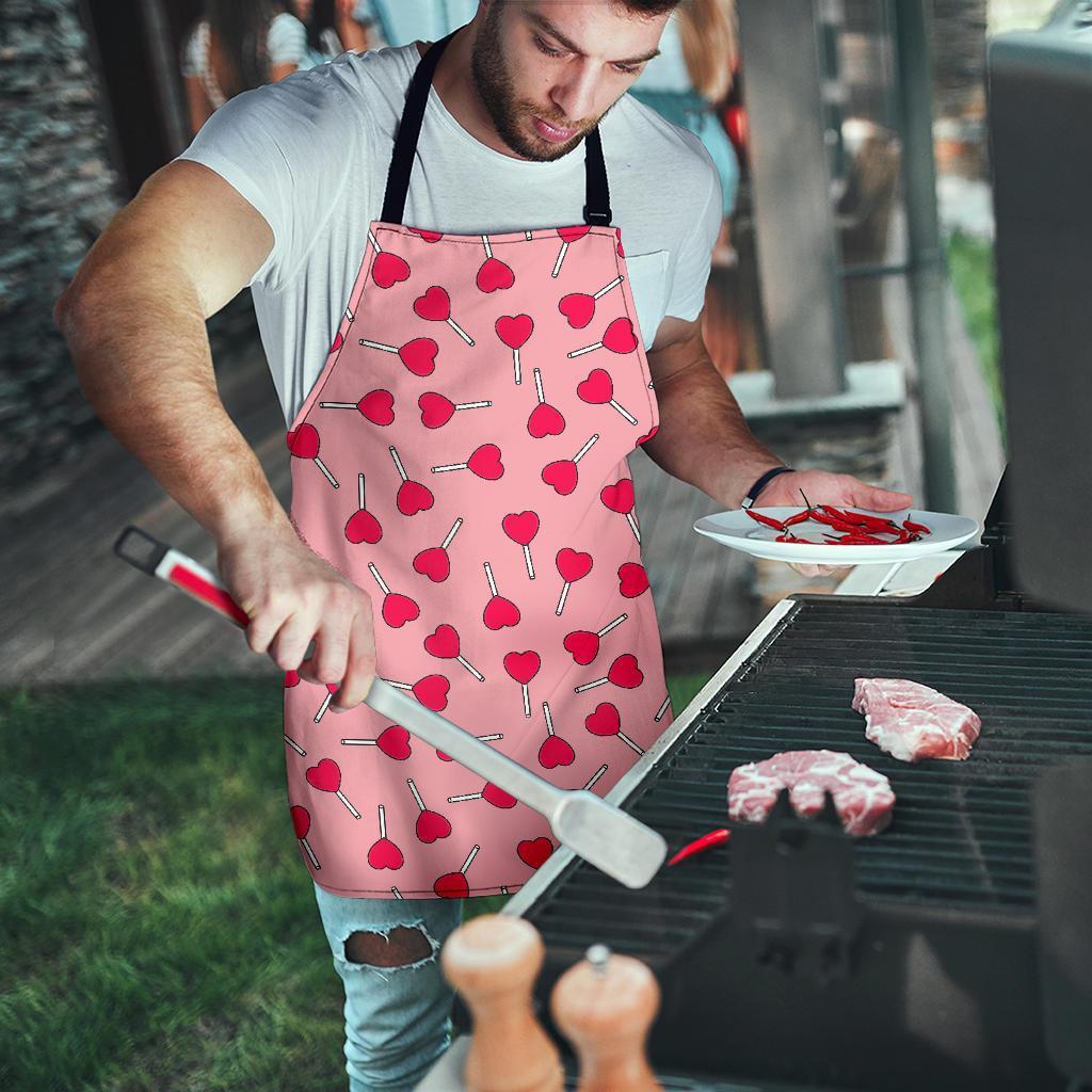 Lollipop Heart Print Pattern Men's Apron-grizzshop