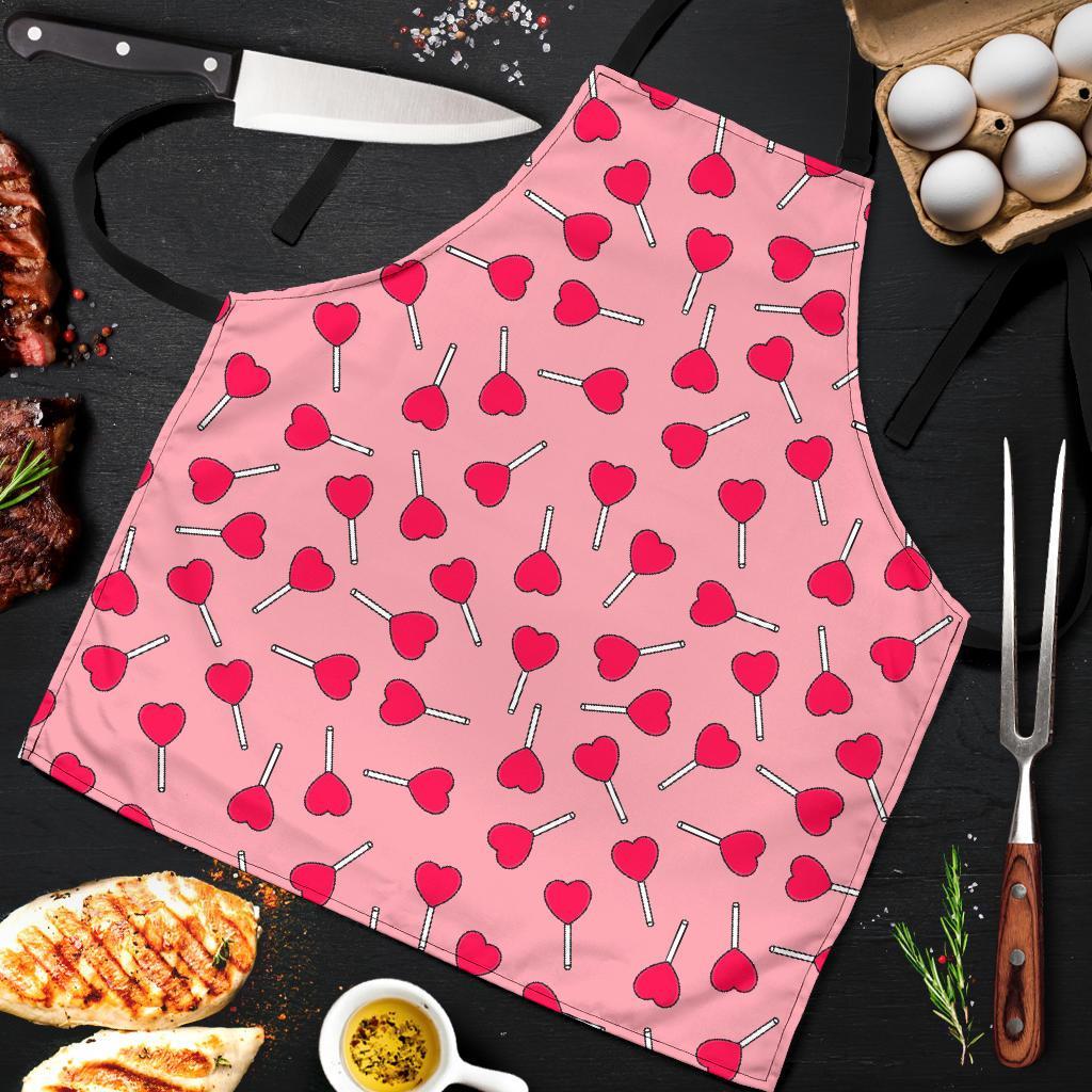 Lollipop Heart Print Pattern Men's Apron-grizzshop