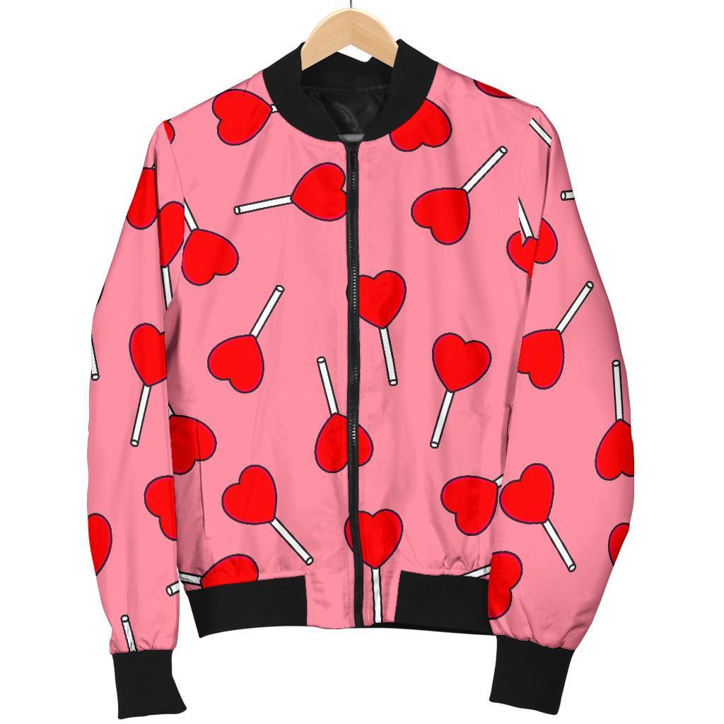 Lollipop Heart Print Pattern Men's Bomber Jacket-grizzshop