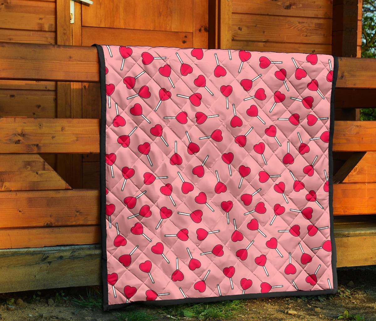 Lollipop Heart Print Pattern Quilt-grizzshop