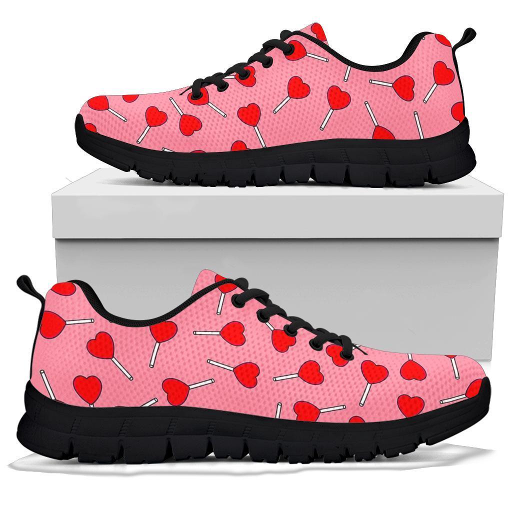 Lollipop Heart Print Pattern Sneaker Shoes For Men Women-grizzshop