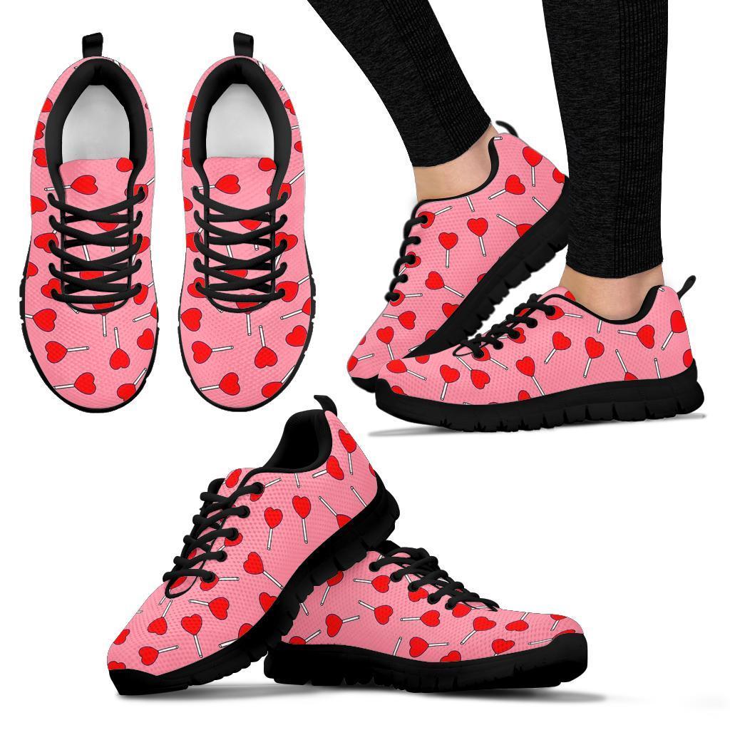 Lollipop Heart Print Pattern Sneaker Shoes For Men Women-grizzshop