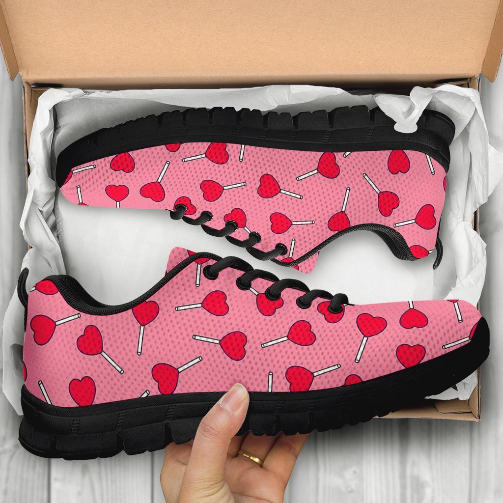 Lollipop Heart Print Pattern Sneaker Shoes For Men Women-grizzshop