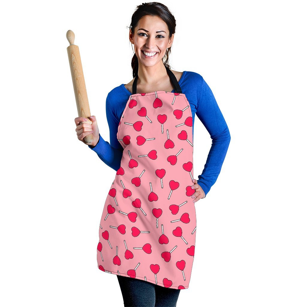 Lollipop Heart Print Pattern Women's Apron-grizzshop