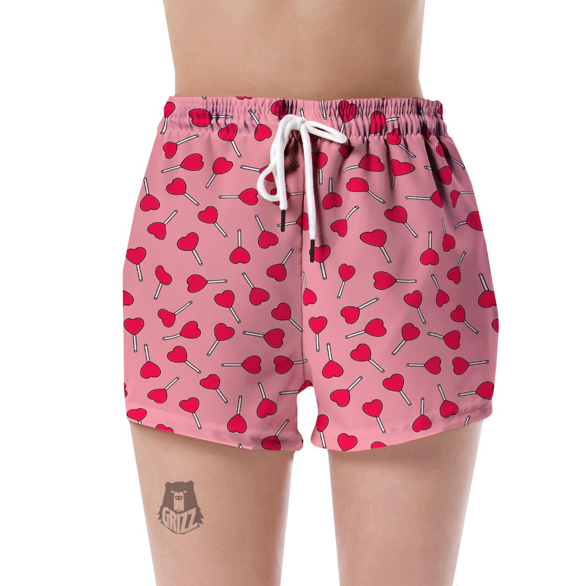 Lollipop Heart Print Pattern Women's Shorts-grizzshop
