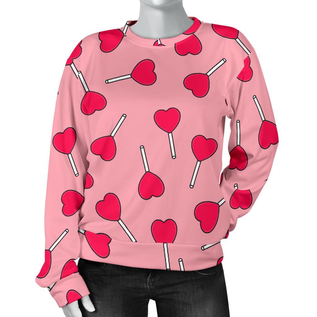 Lollipop Heart Print Pattern Women's Sweatshirt-grizzshop