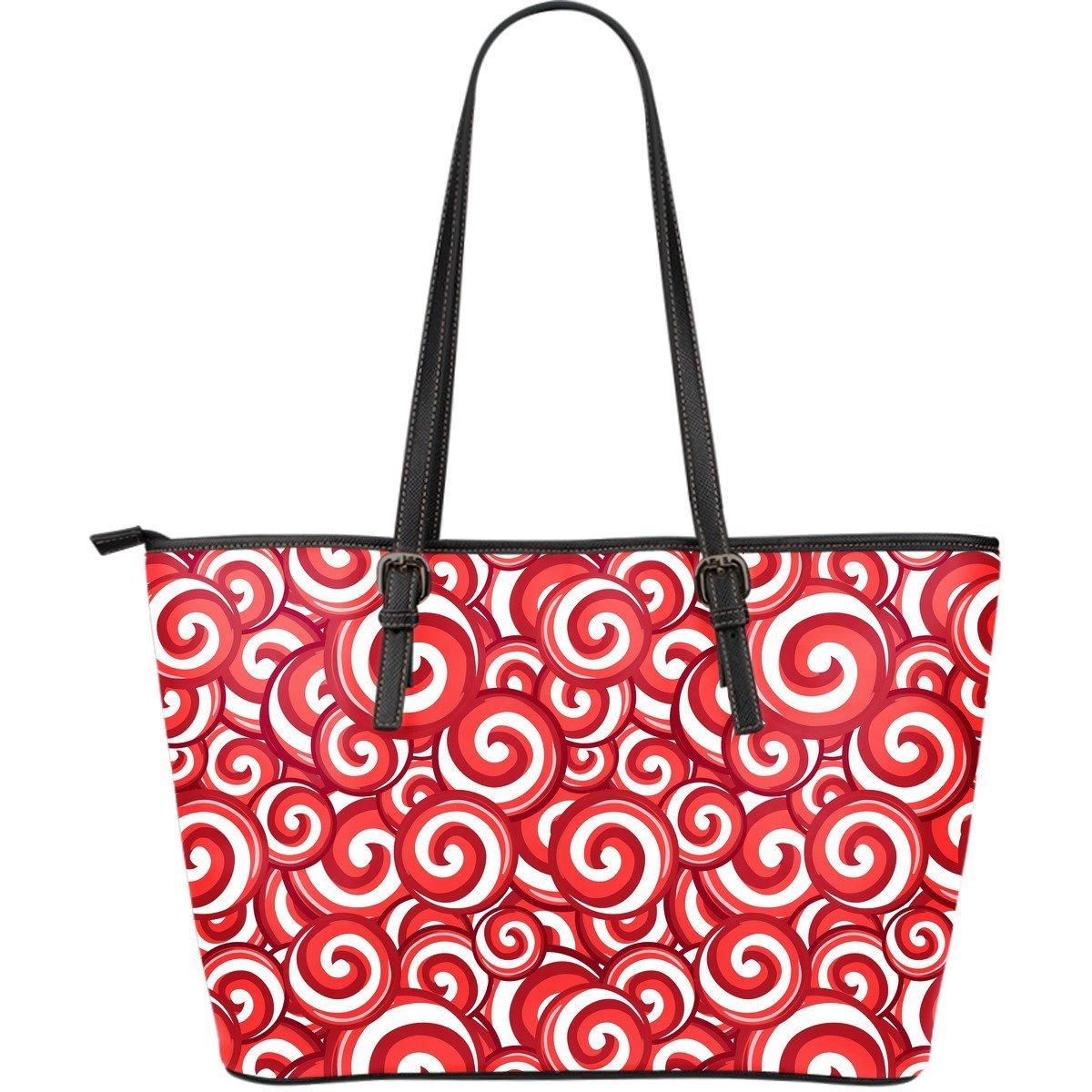 Lollipop Pattern Print Leather Tote Bag-grizzshop