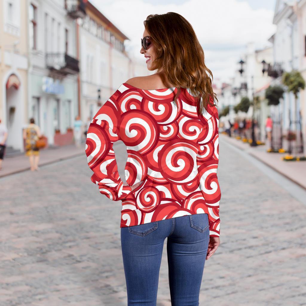 Lollipop Pattern Print Women Off Shoulder Sweatshirt-grizzshop