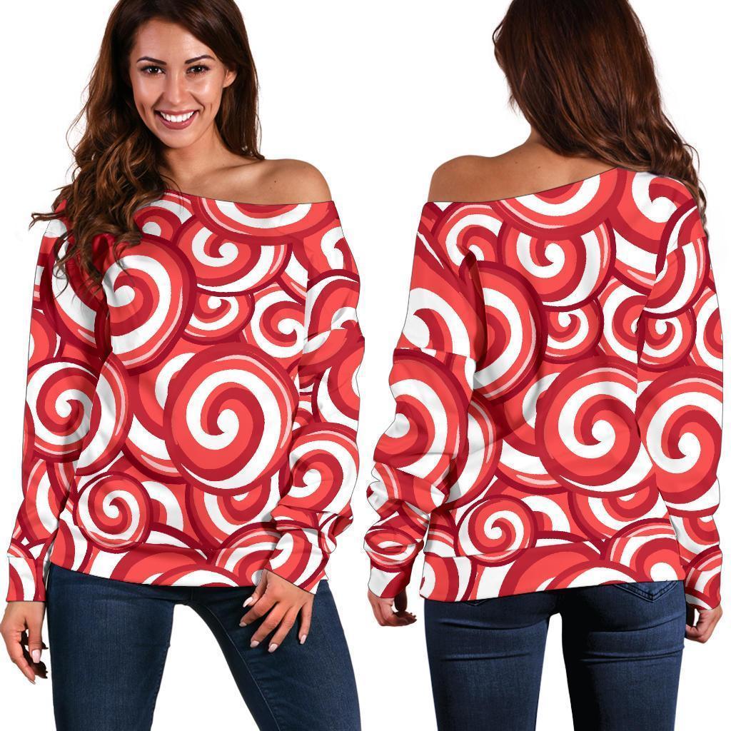Lollipop Pattern Print Women Off Shoulder Sweatshirt-grizzshop
