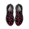Lollipop Red Heart Print Pattern Black Running Shoes-grizzshop