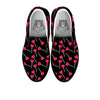 Lollipop Red Heart Print Pattern Black Slip On Shoes-grizzshop