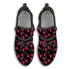 Lollipop Red Heart Print Pattern Black Walking Shoes-grizzshop