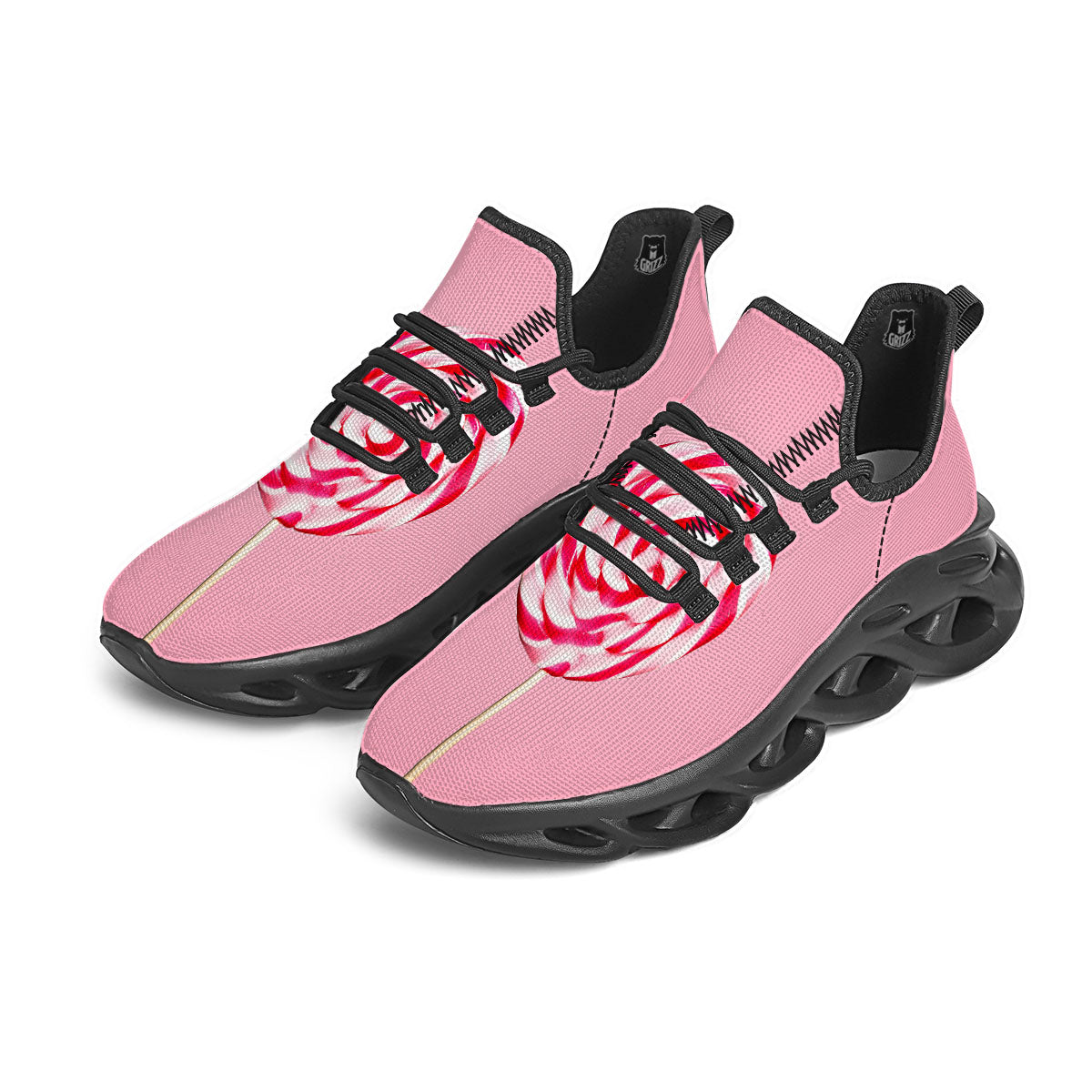 Lollipop Retro Print Black Running Shoes-grizzshop