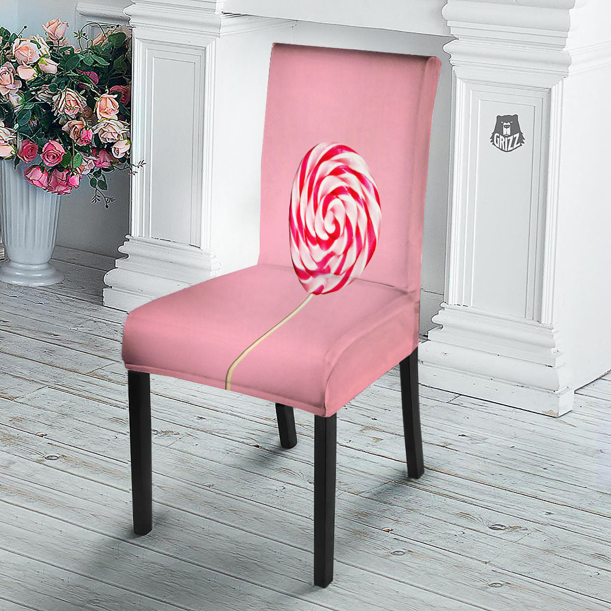 Lollipop Retro Print Dining Chair Slipcover-grizzshop