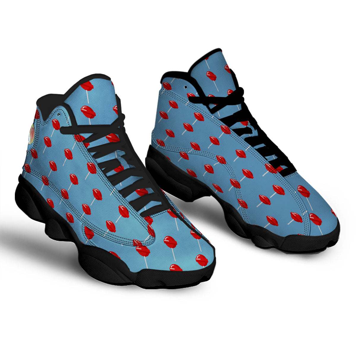 Lollipop Retro Print Pattern Black Basketball Shoes-grizzshop