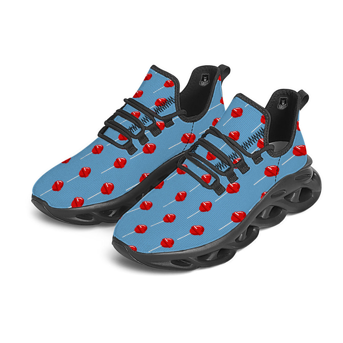 Lollipop Retro Print Pattern Black Running Shoes-grizzshop