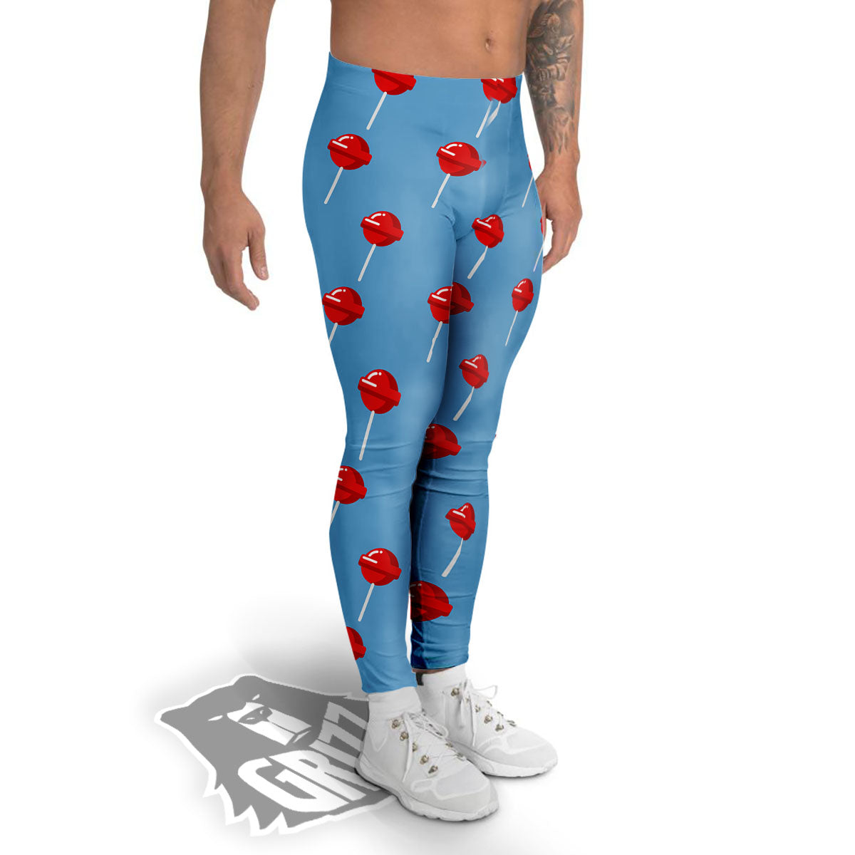 Lollipop Retro Print Pattern Men's Leggings-grizzshop