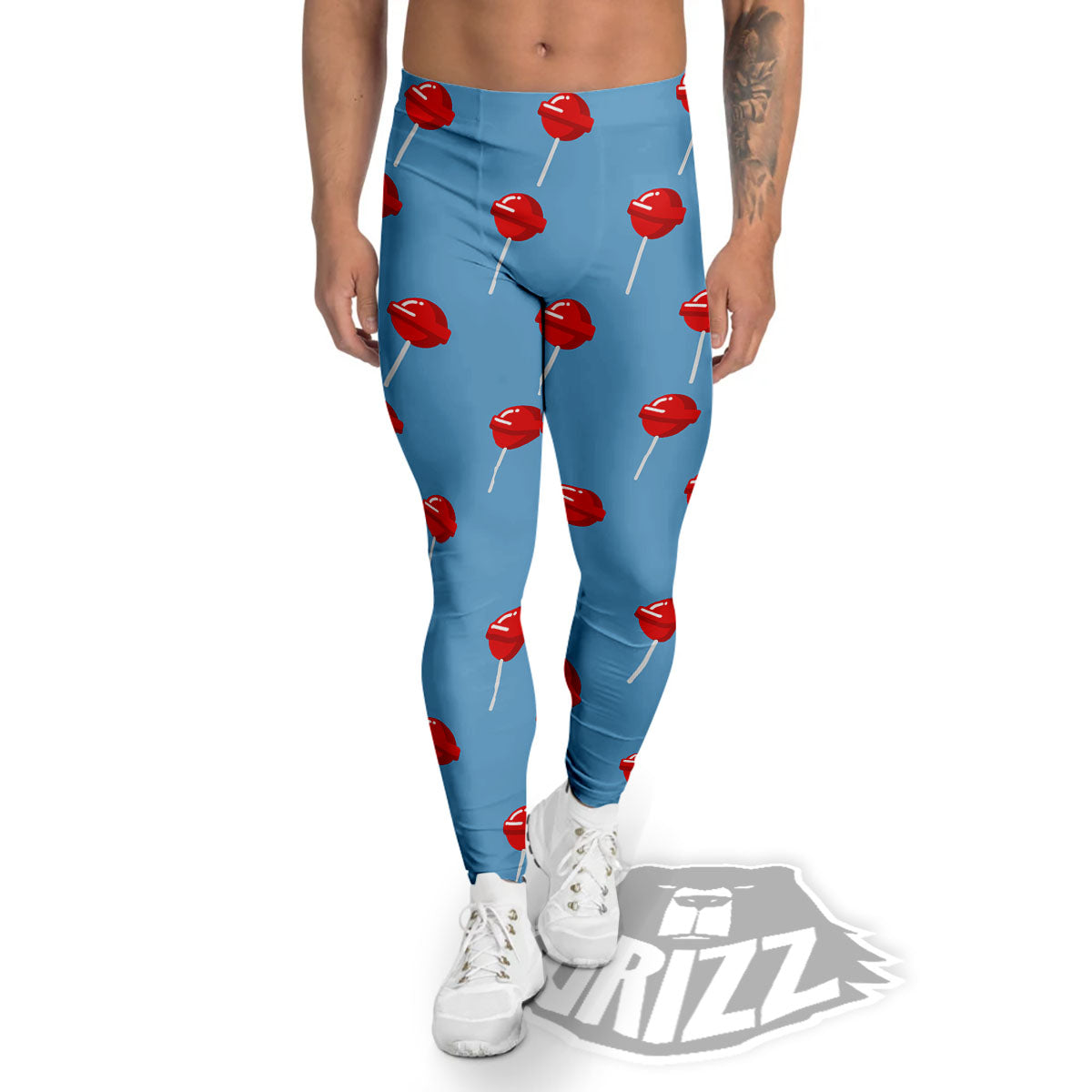 Lollipop Retro Print Pattern Men's Leggings-grizzshop