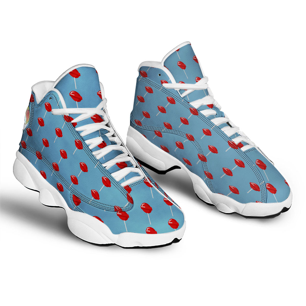Lollipop Retro Print Pattern White Basketball Shoes-grizzshop