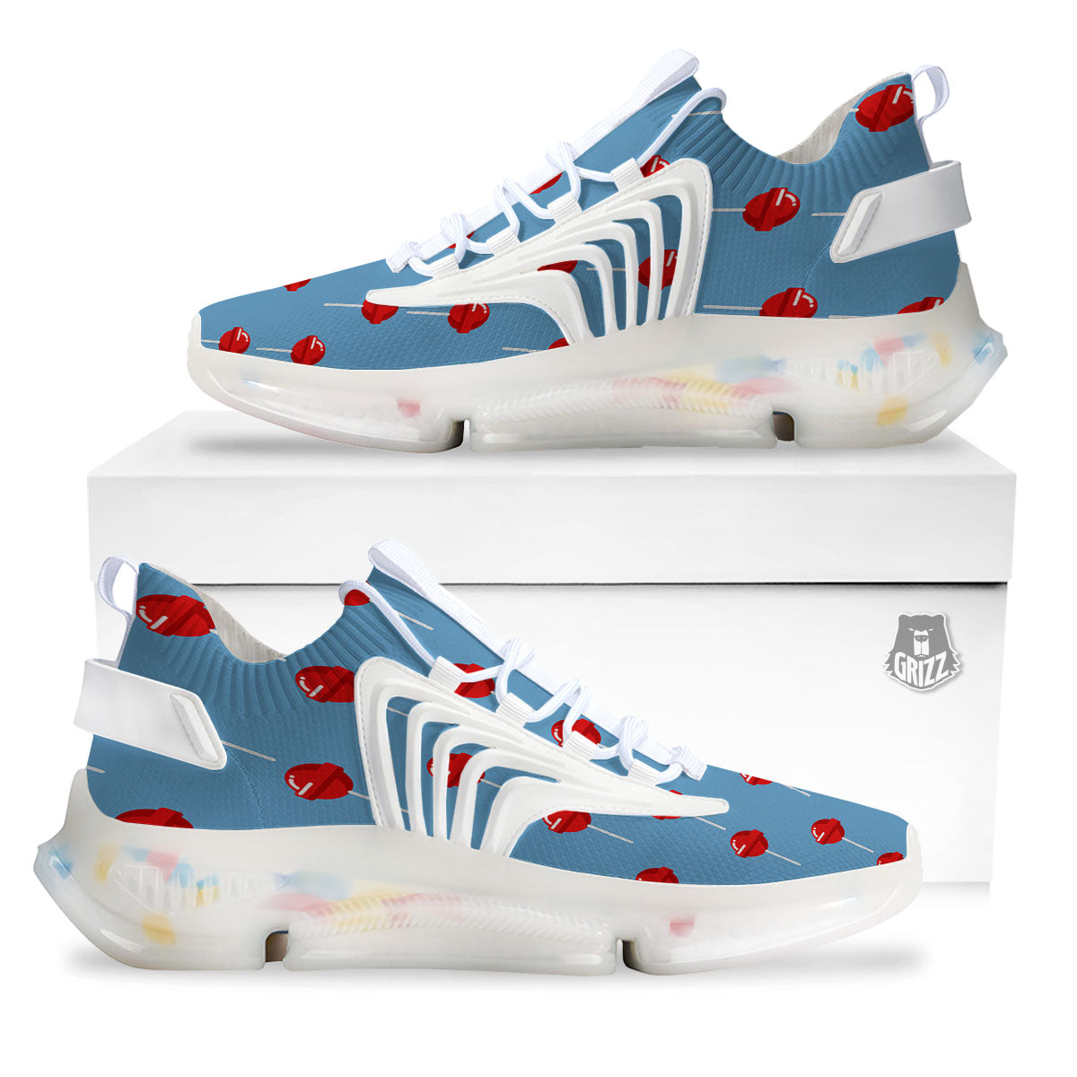 Lollipop Retro Print Pattern White Gym Shoes-grizzshop