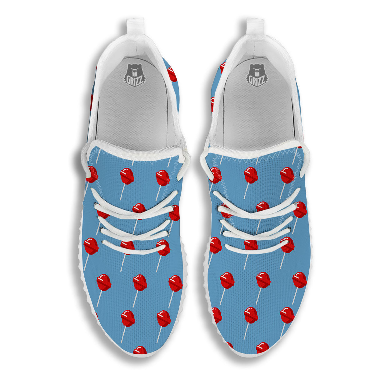 Lollipop Retro Print Pattern White Walking Shoes-grizzshop
