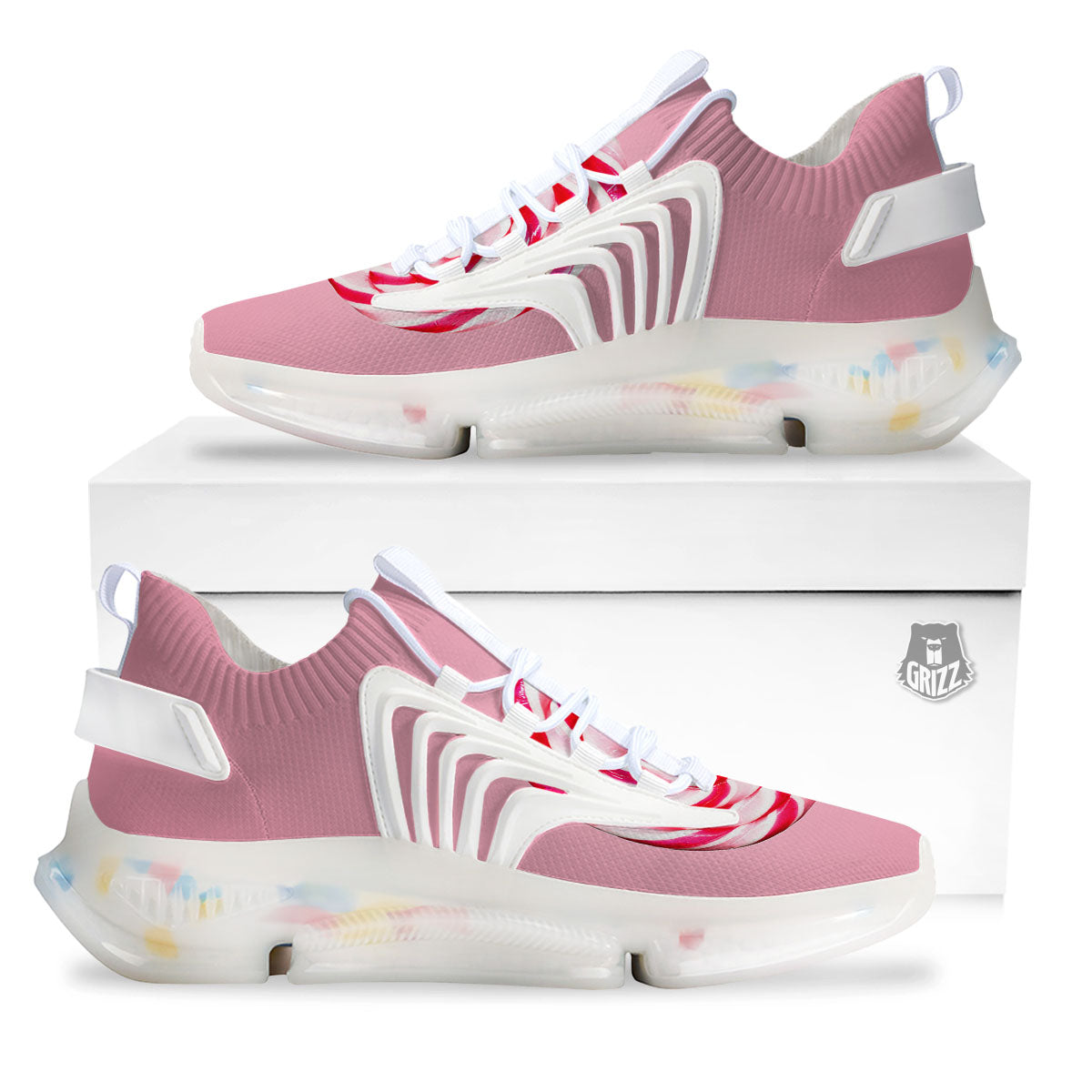 Lollipop Retro Print White Gym Shoes-grizzshop