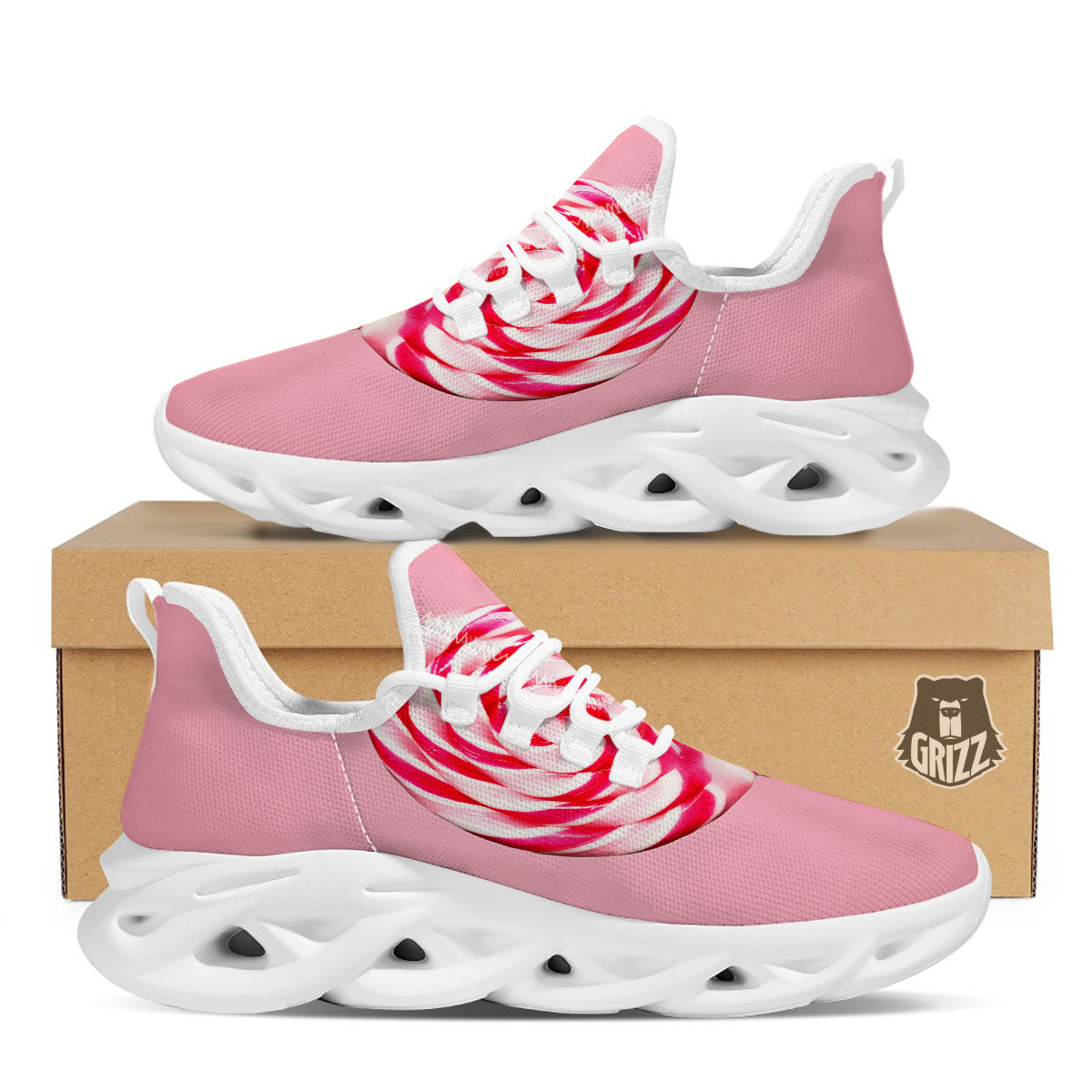 Lollipop Retro Print White Running Shoes-grizzshop