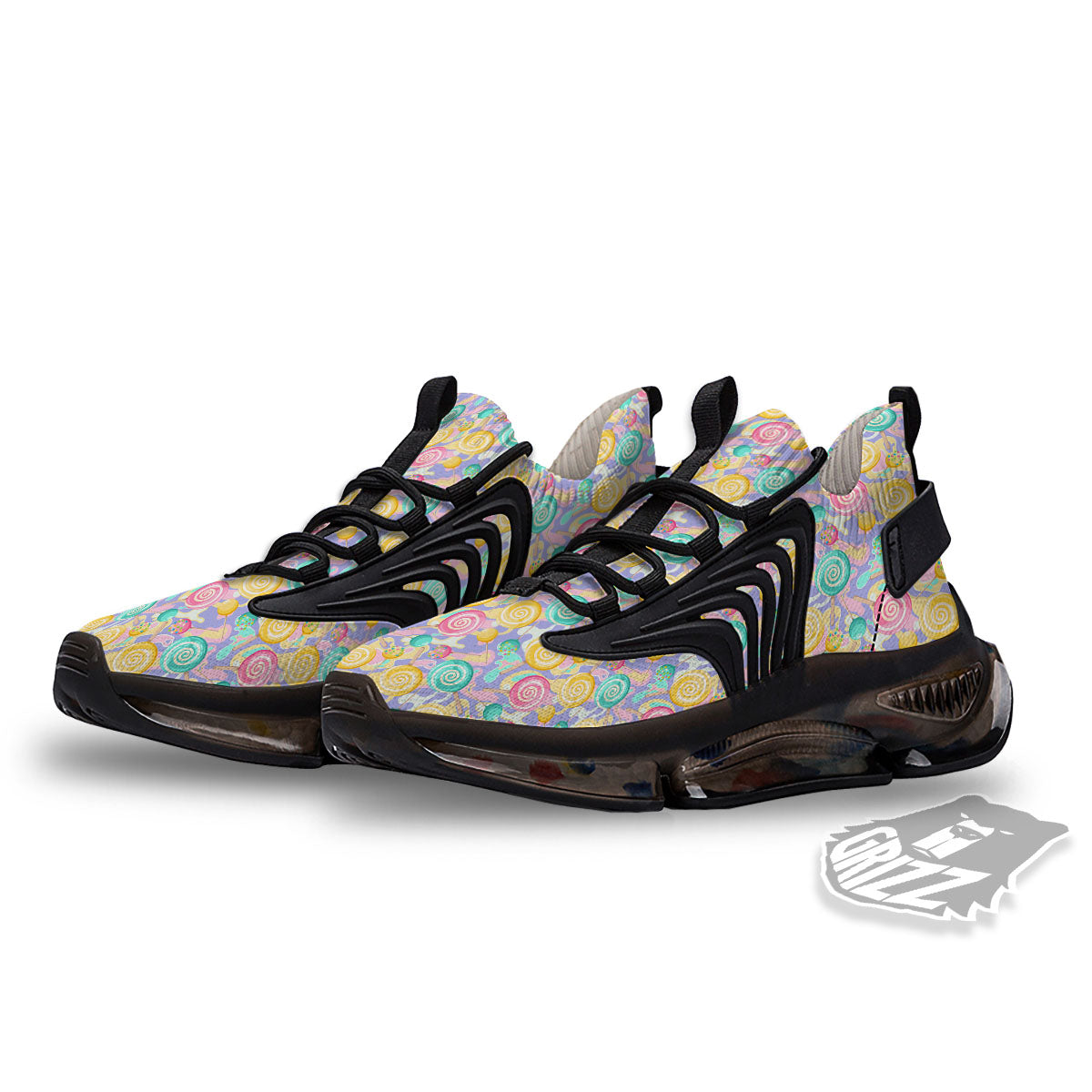 Lollipop Swirl Colorful Print Pattern Black Gym Shoes-grizzshop