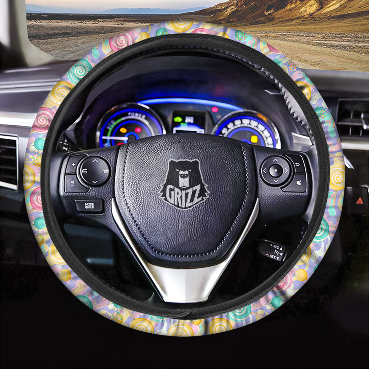 Lollipop Swirl Colorful Print Pattern Car Steering Wheel Cover-grizzshop