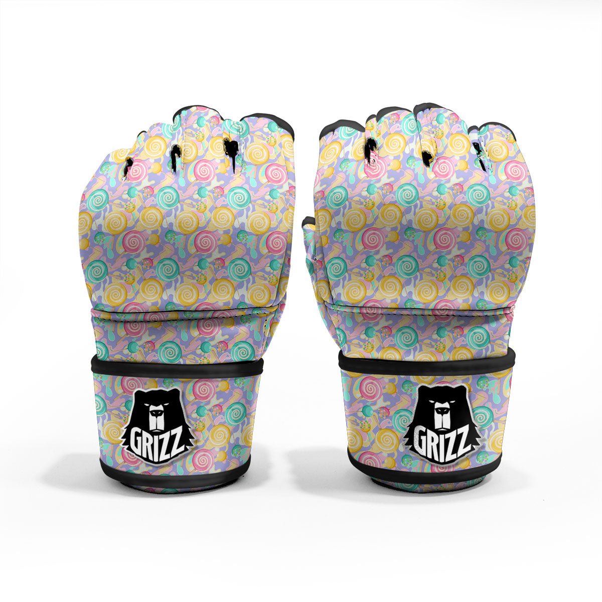 Lollipop Swirl Colorful Print Pattern MMA Gloves-grizzshop