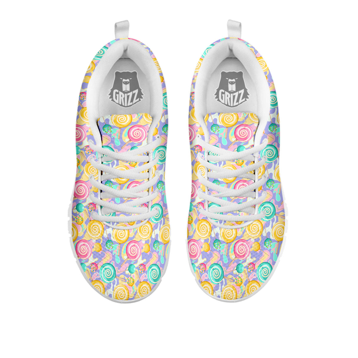 Lollipop Swirl Colorful Print Pattern White Sneaker-grizzshop